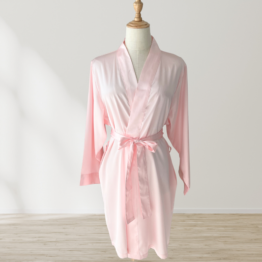 Short Pink Satin Robe